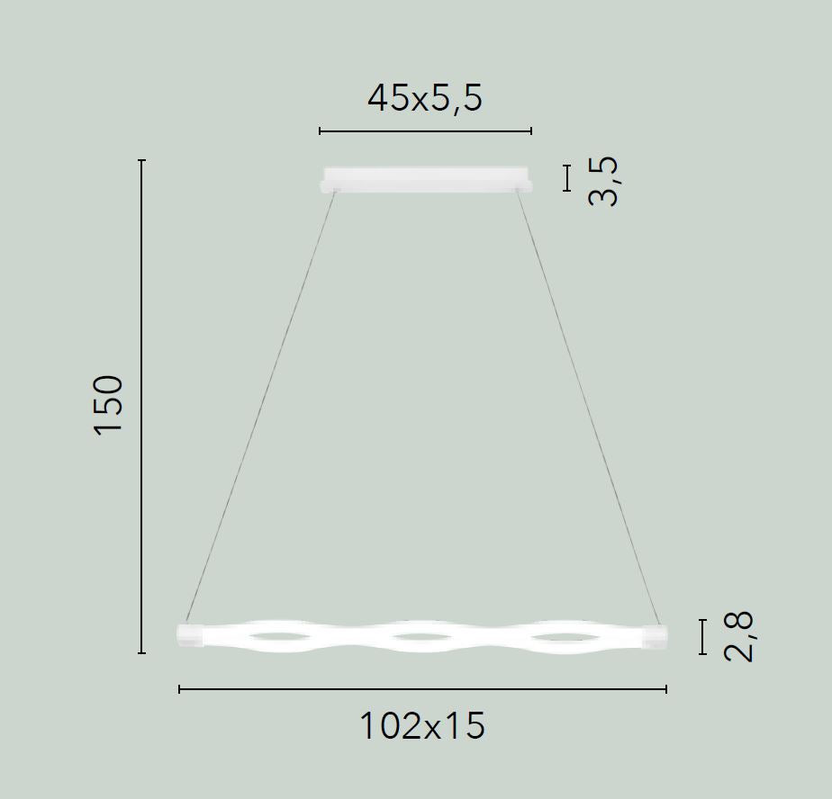 Sospensione LED forma tubo in metallo bianco con diffusore in acrilico opaco 40W 5800LM luce natura 4000°k HEAVEN Sospensione LED forma tubo in metallo bianco con diffusore in acrilico opaco 40W 5800LM luce natura 4000°k HEAVEN